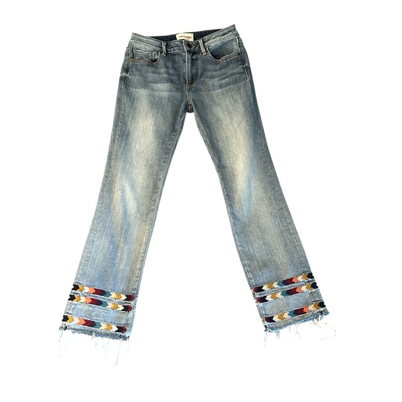 DRIFTWOOD Denim - Driftwood ColetteEmbroidered Raw Hem Light Blue Jeans Size 25